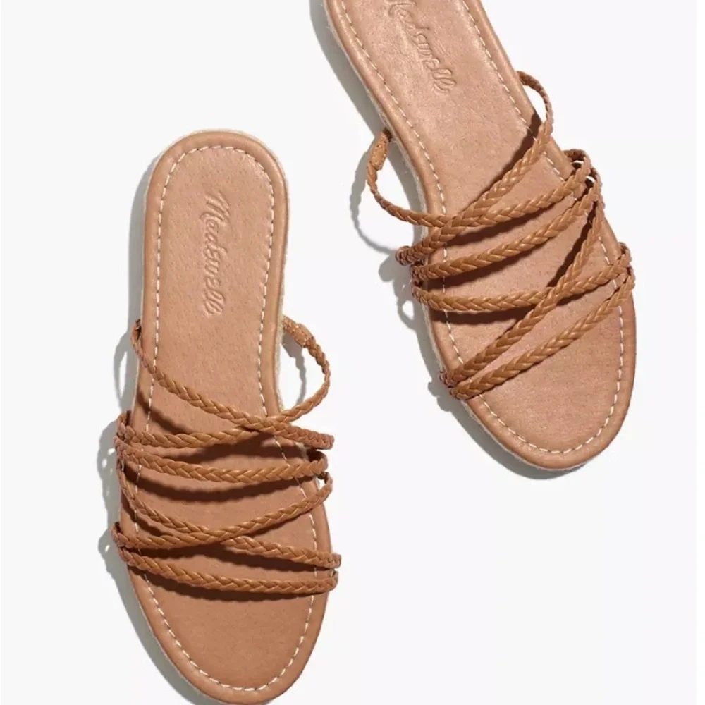 Madewell The Kathryn Espadrille Slide Sandal in Leather